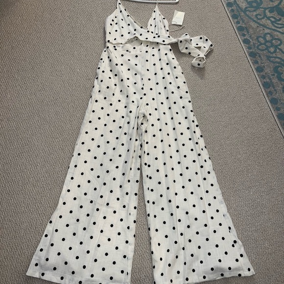 Polka dot wrap jumpsuit